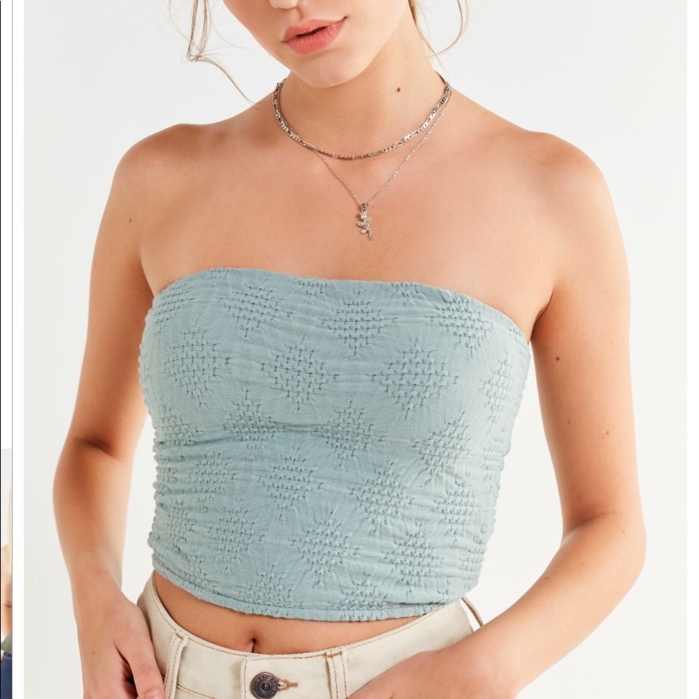UO light blue Tamara textured tubetop